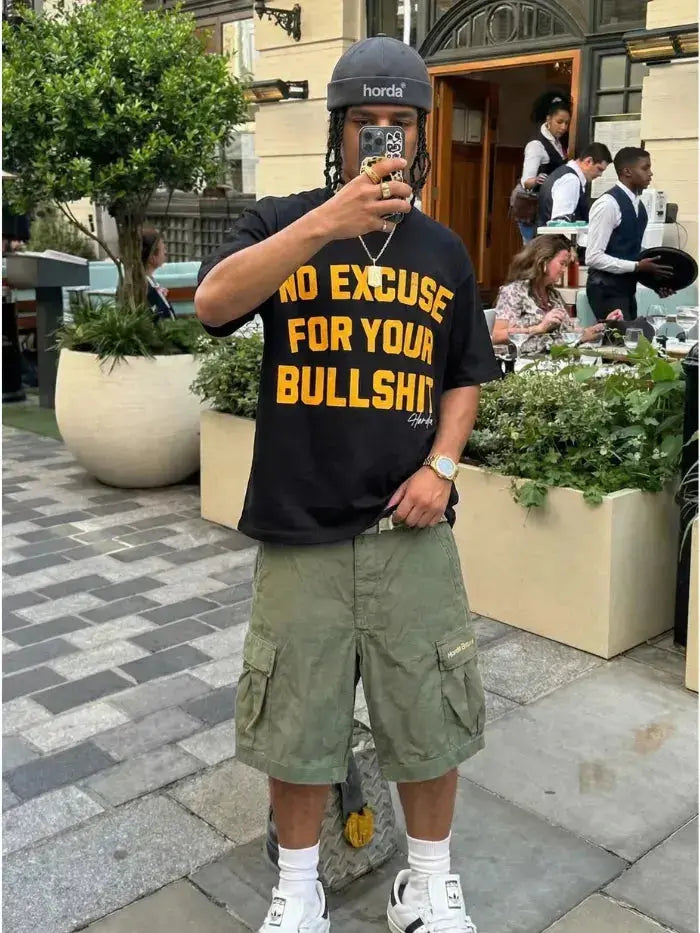 T-Shirt No Time Nera 200gr Oversize Cotone Made in Italy Horda Brand