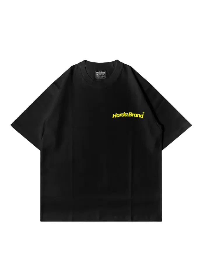 T-Shirt Nera Boxy Fit Oversize 100% Cotone Made in Italy Never Had Horda Brand