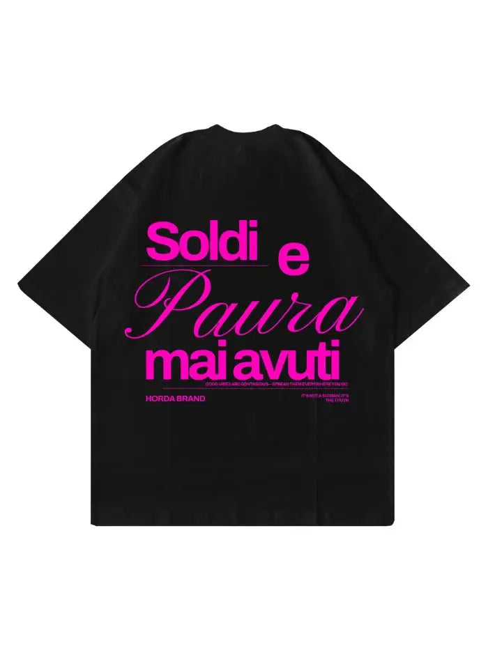 T-Shirt Nera Boxy Fit Oversize 100% Cotone Made in Italy Never Had Horda Brand