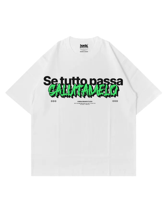 T-Shirt Bianca 200gr Oversize Cotone Made in Italy - Pass Horda Brand