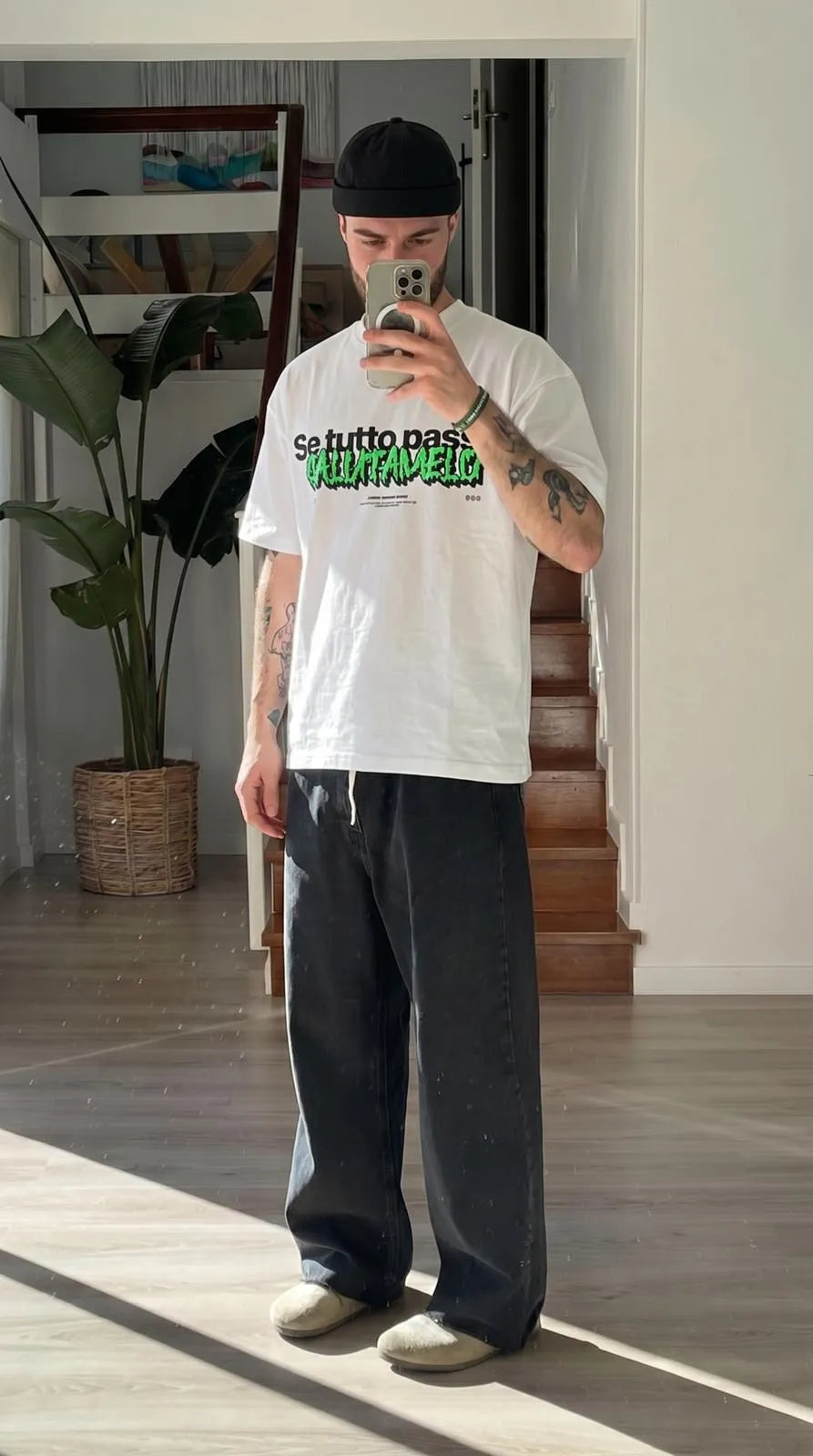 T-Shirt Bianca 200gr Oversize Cotone Made in Italy - Pass Horda Brand