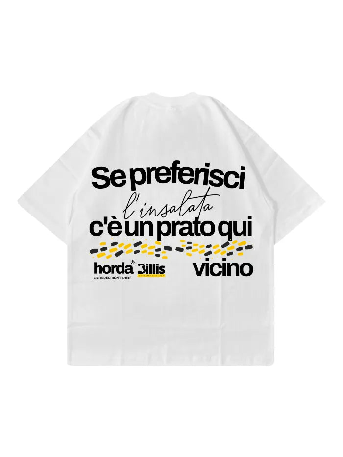 T-Shirt Bianca Boxy Fit Horda x Billis | Made in Italy Horda Brand Streetwear