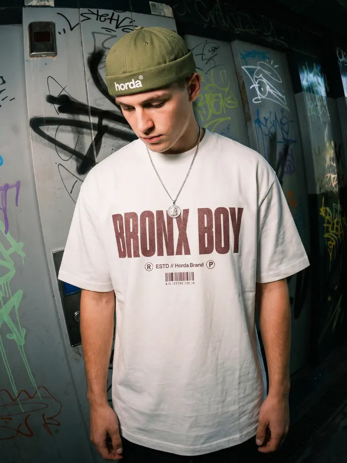 T-Shirt Bianca Bronx Boy 200gr Oversize Cotone Made Italy Horda Brand