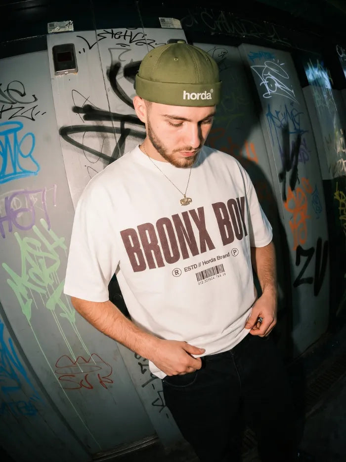 T-Shirt Bianca Bronx Boy 200gr Oversize Cotone Made Italy Horda Brand