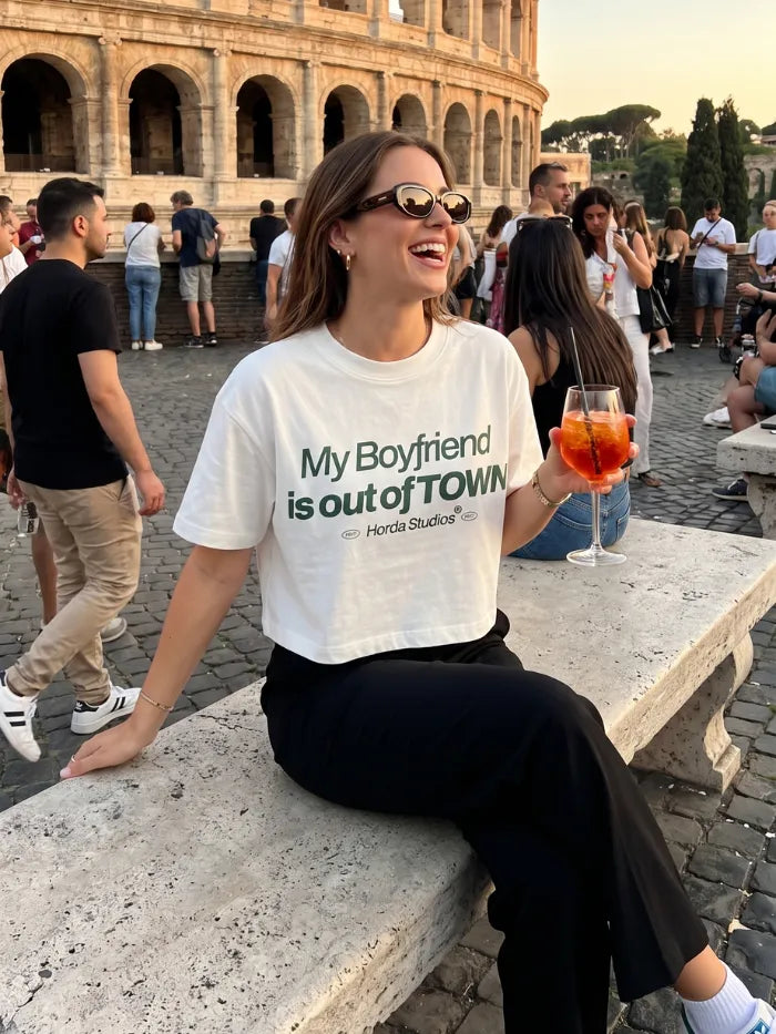T-Shirt Donna Cropped 200gsm Made in Italy - Out Town Horda Brand
