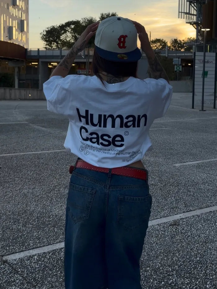 T-Shirt Donna Human Case Boxy Fit Cropped 100% Cotone Made in Italy Horda Brand
