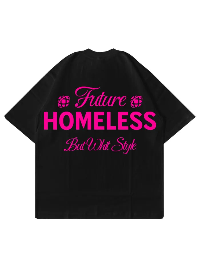 T-Shirt Nera 100% Cotone - Homeless - Made in Italy Horda Brand