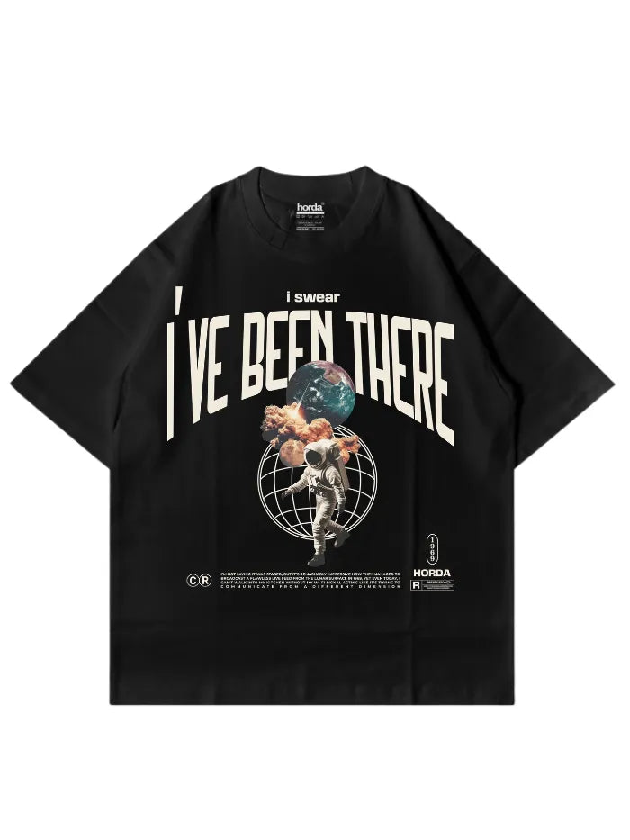 T-Shirt nera 220gr Oversize Cotone Made in Italy - Astro Horda Brand