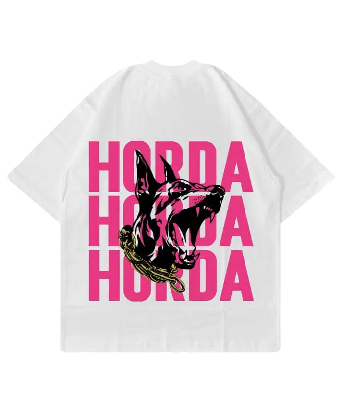 T-shirt Bianca 100% Cotone Boxy Fit Horda X3 women's t shirts & man Horda Brand Streetwear fucsia