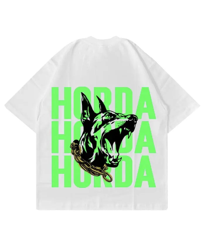 T-shirt Bianca 100% Cotone Boxy Fit Horda X3 women's t shirts & man Horda Brand Streetwear verde