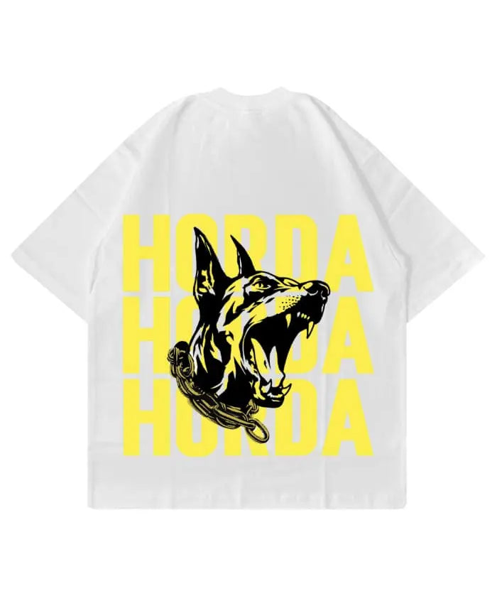 T-shirt Bianca 100% Cotone Boxy Fit Horda X3 women's t shirts & man Horda Brand Streetwear gialla