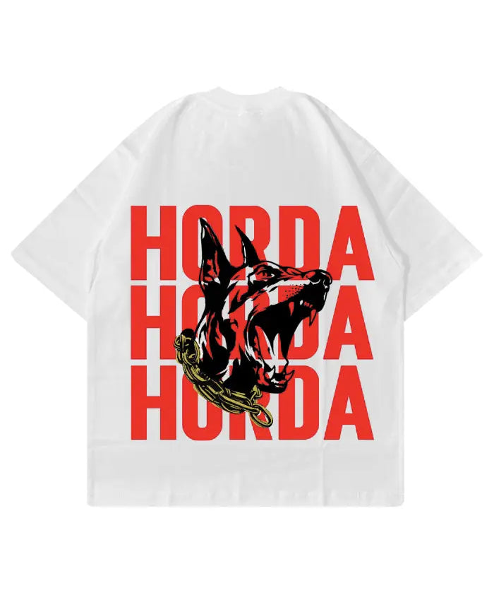 T-shirt Bianca 100% Cotone Boxy Fit Horda X3 women's t shirts & man Horda Brand Streetwear rossa
