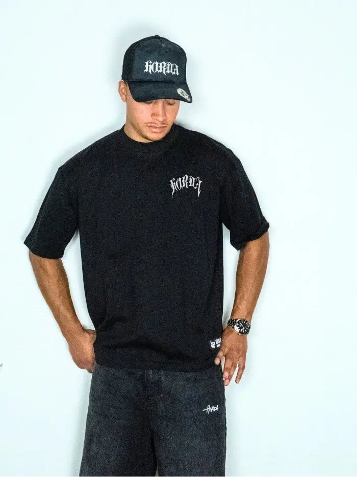 T-shirt Boxy Fit Nera 100% cotone Gotic Dog Horda Brand Streetwear