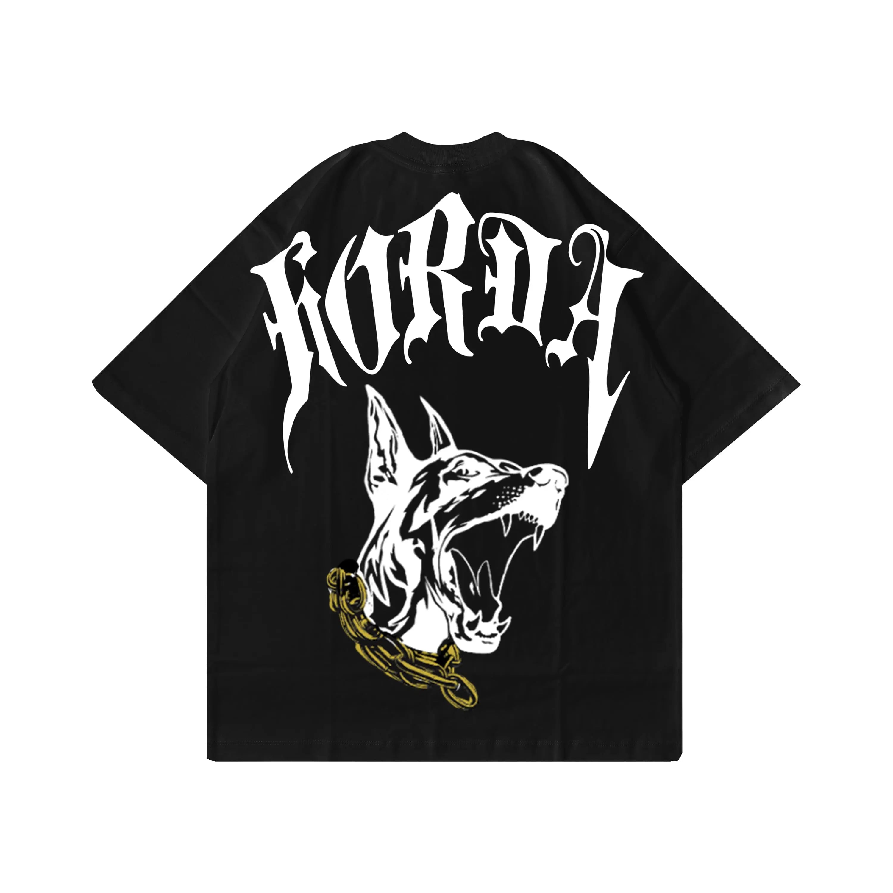 T-shirt Boxy Fit Nera 100% cotone Gotic Dog Horda Brand Streetwear