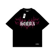 T-shirt Nera 100% cotone Boxy Fit Lightning clothing Horda Brand Streetwear