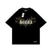 T-shirt Nera 100% cotone Boxy Fit Lightning clothing Horda Brand Streetwear