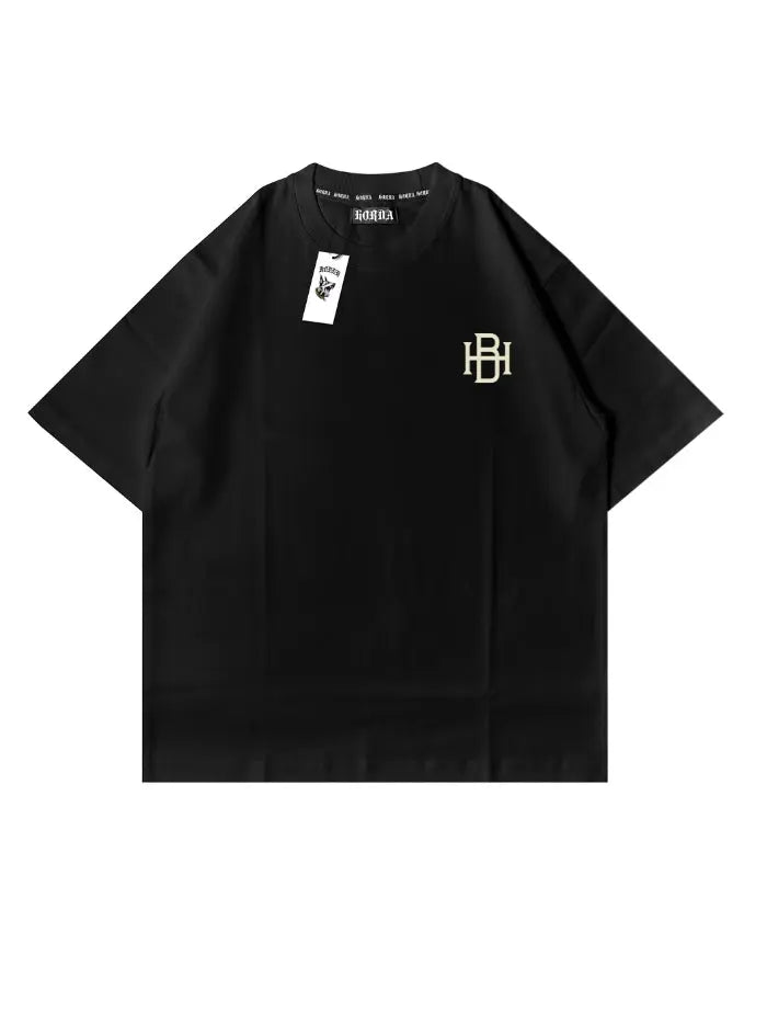 T-shirt Nera Signature Boxy Cotone Italiano Comfort e Stile Horda Brand Streetwear