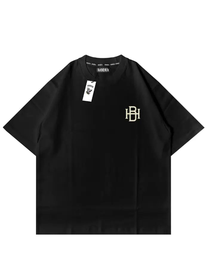 T-shirt Nera Signature Boxy Cotone Italiano Comfort e Stile Horda Brand Streetwear