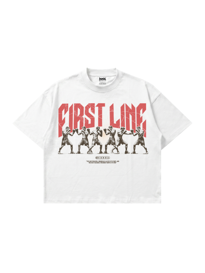 T-shirt Bianca Boxy Fit 200gsm "First Line" - Horda Brand Horda Brand Streetwear