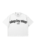 T-shirt Bianca Boxy Fit "Step By" 200gsm Made in Italy | Horda Brand Horda
