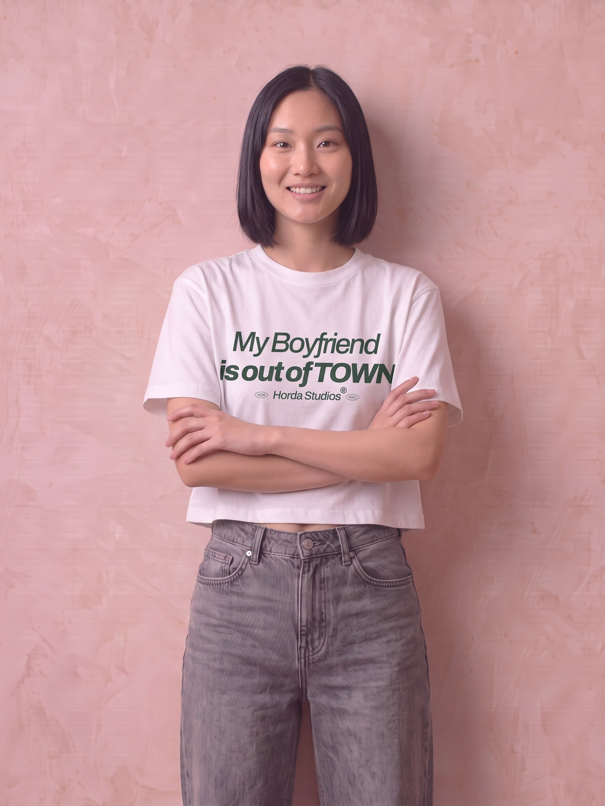 Damen Crop T-Shirt Out Town 200g