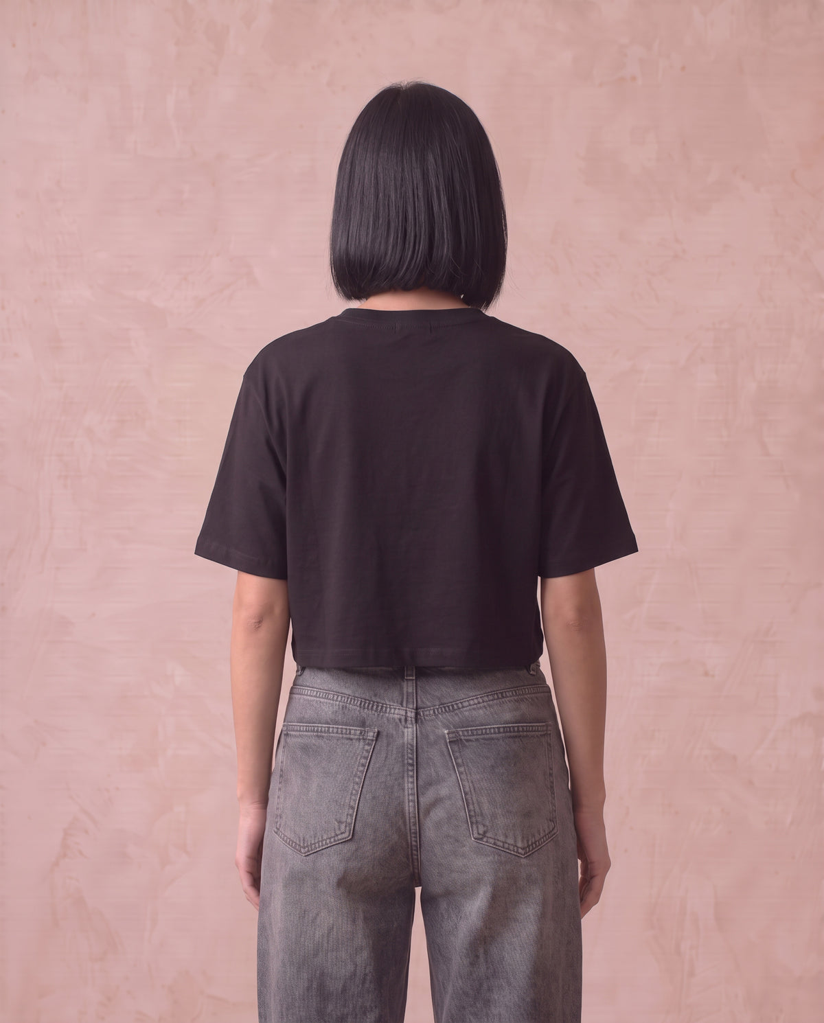 Damen Crop T-Shirt Scotch Schwarz