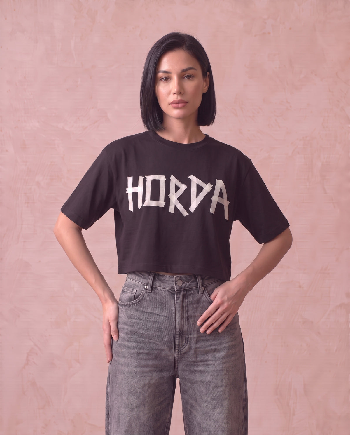 Damen Crop T-Shirt Scotch Schwarz