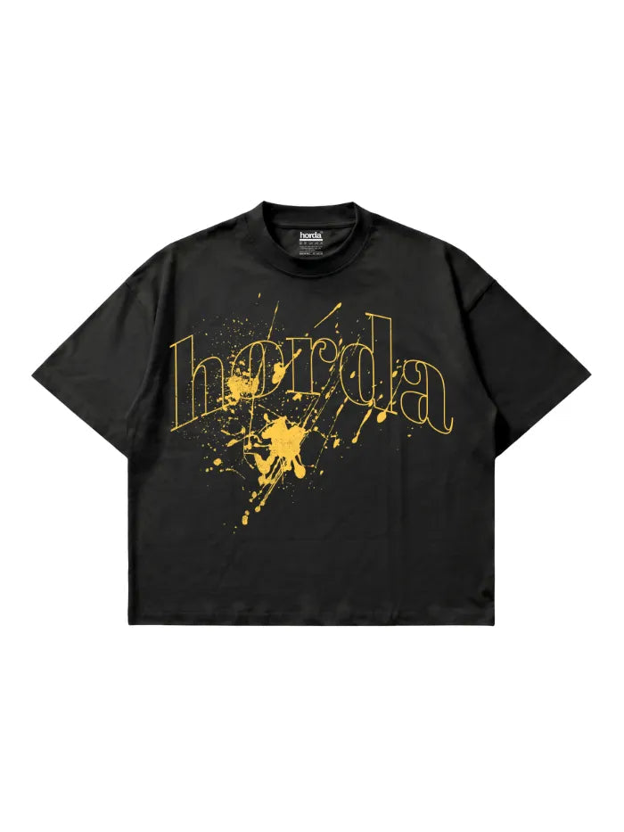 T-shirt Nera Boxy Fit 200gsm "Per Certi Versi" Back Print | Horda® Lemon Skull Horda Brand Streetwear