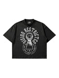 T-shirt Nera Boxy Fit 200gsm "Vision Restricted" | Horda® Eye Graphic Horda