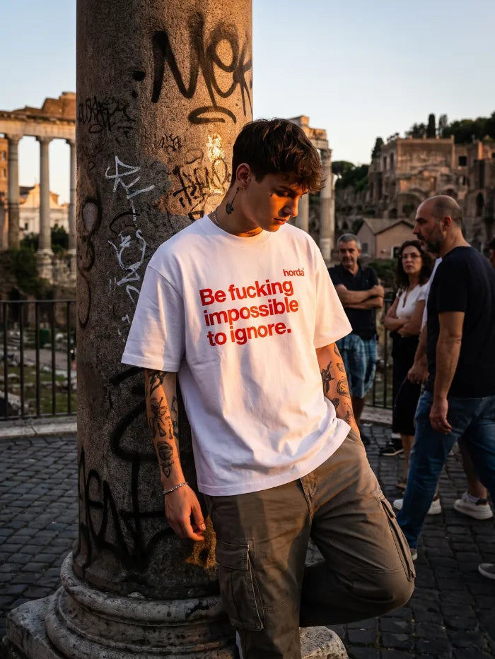 T-shirt Oversize "Loud" Stampa Rossa | Horda Cotone 200g Horda