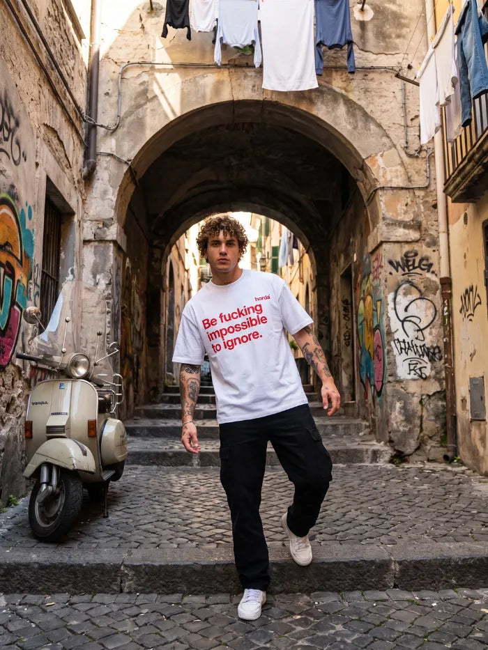 T-shirt Oversize "Loud" Stampa Rossa | Horda Cotone 200g Horda
