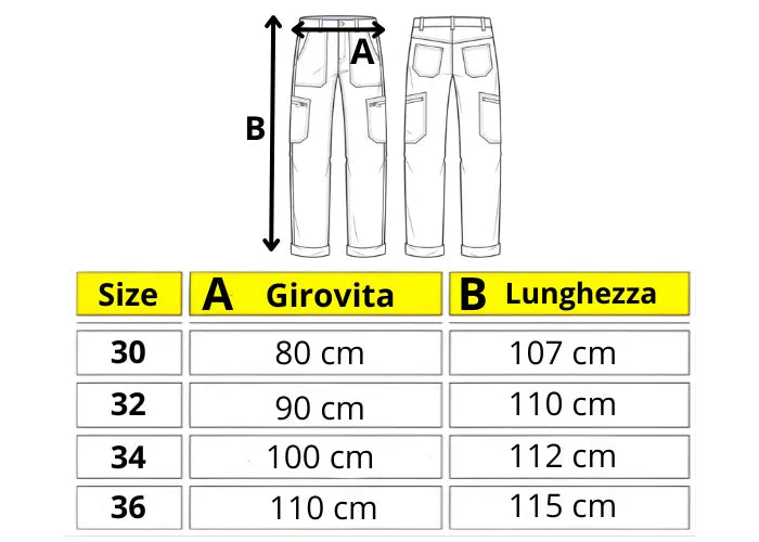 Tabella taglie Pantaloni Horda Brand