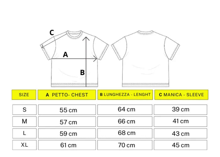 Tabella taglie T-Shirt Horda Brand