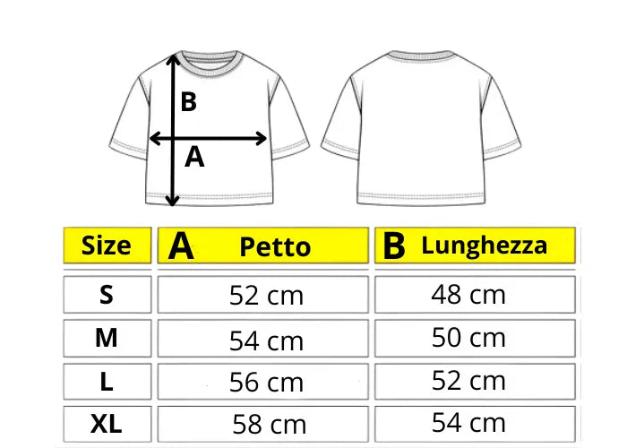 Tabella taglie T-Shirt Cropped Donna