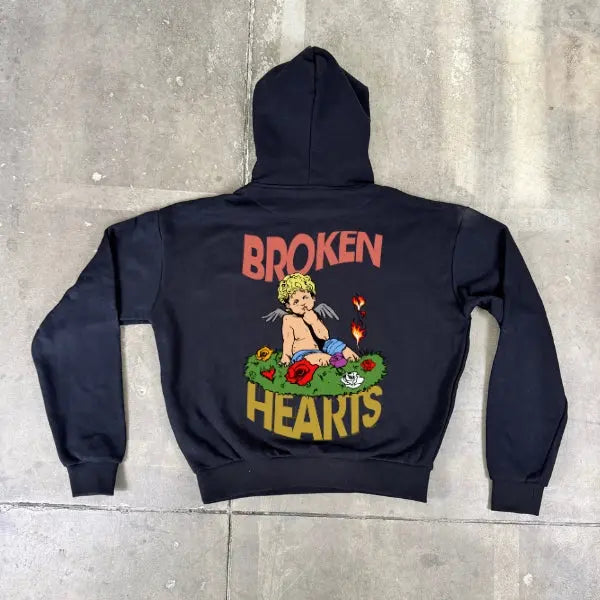 felpa boxy fit con cappuccio 100% cotone Broken Hearts Horda Brand Streetwear