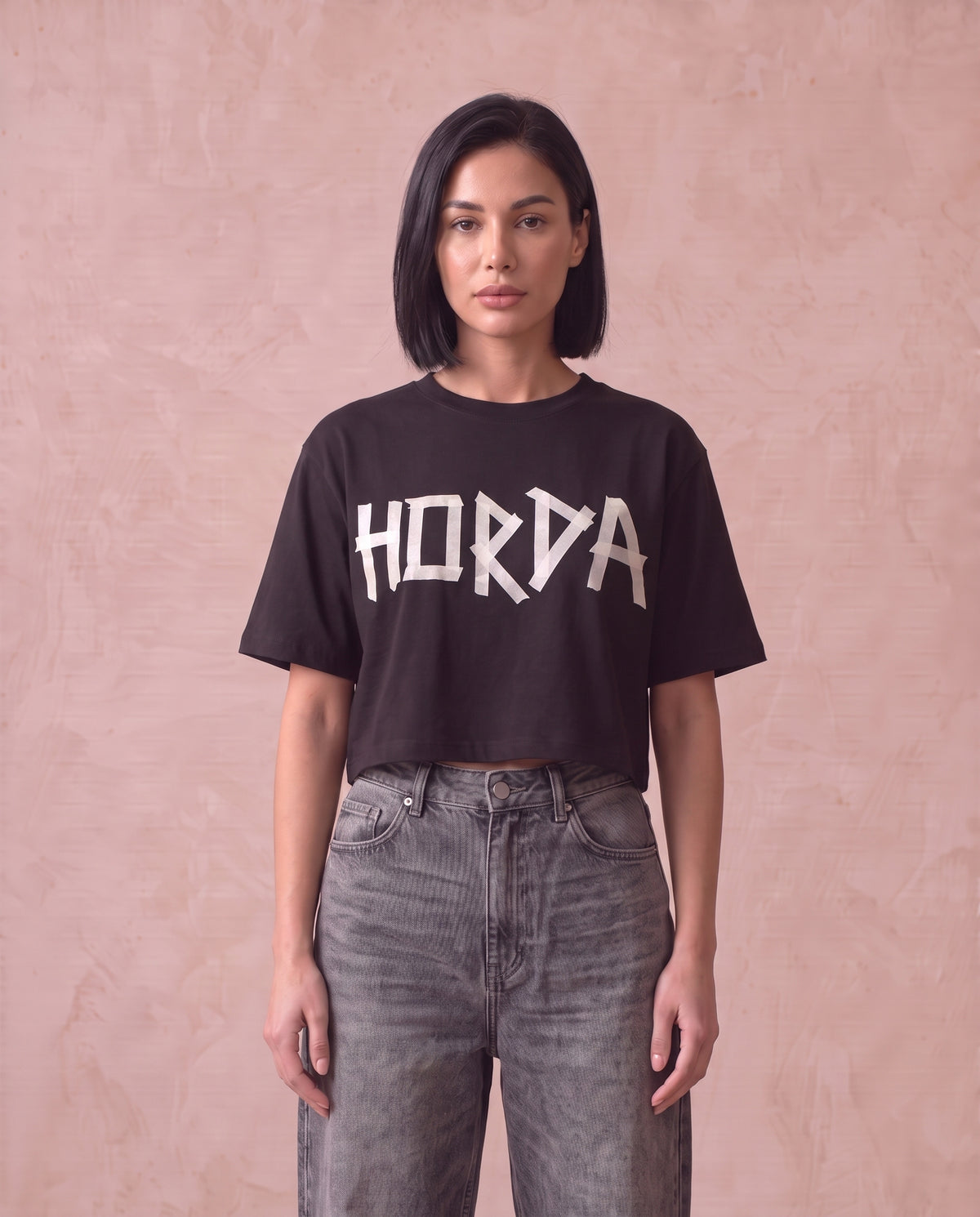 Damen Crop T-Shirt Scotch Schwarz