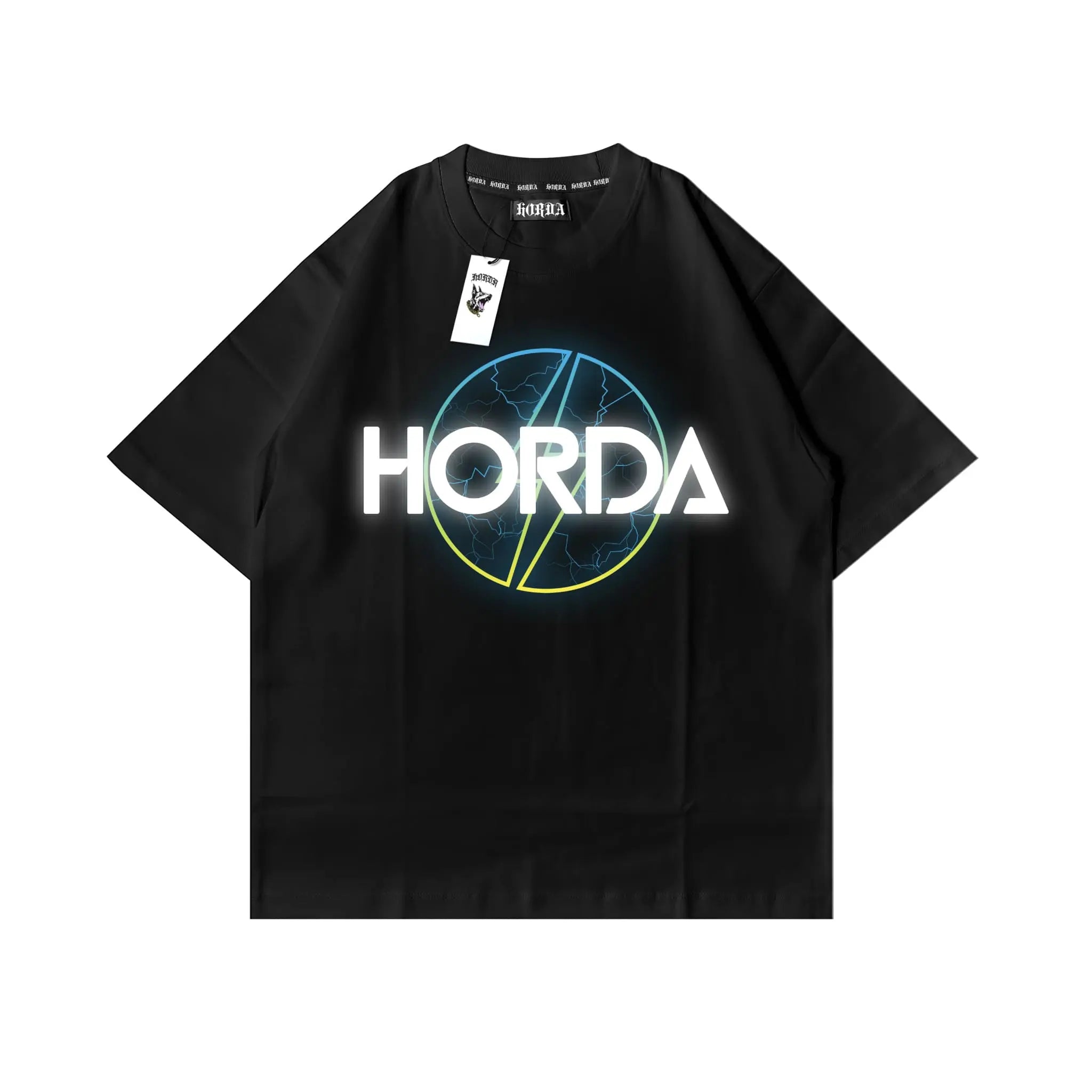 y2k shirts Nera 100% Cotone Y2K Blu & Yellow Horda Brand Streetwear